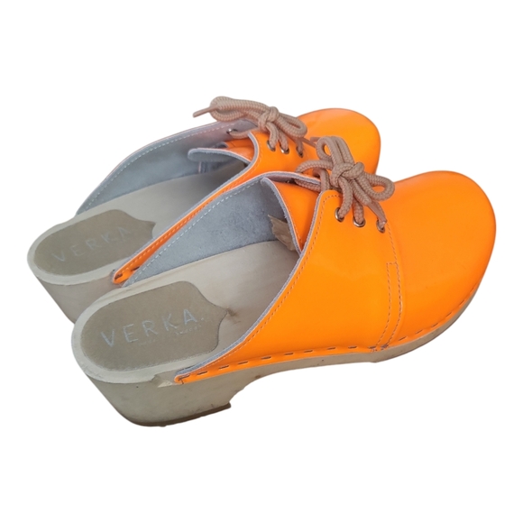 Verka Swedish Neon Orange Women's Clogs Sz 39 US 8-8.5 - Picture 3 of 16